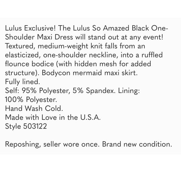 LULUS • So Amazed One Shouldered Black Formal Maxi Gown Ruffle Trim - Picture 4 of 7